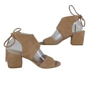 KENNETH COLE NY Vito Women's 7.5 Beige Suede Leather Block Heel Sandals Shoes